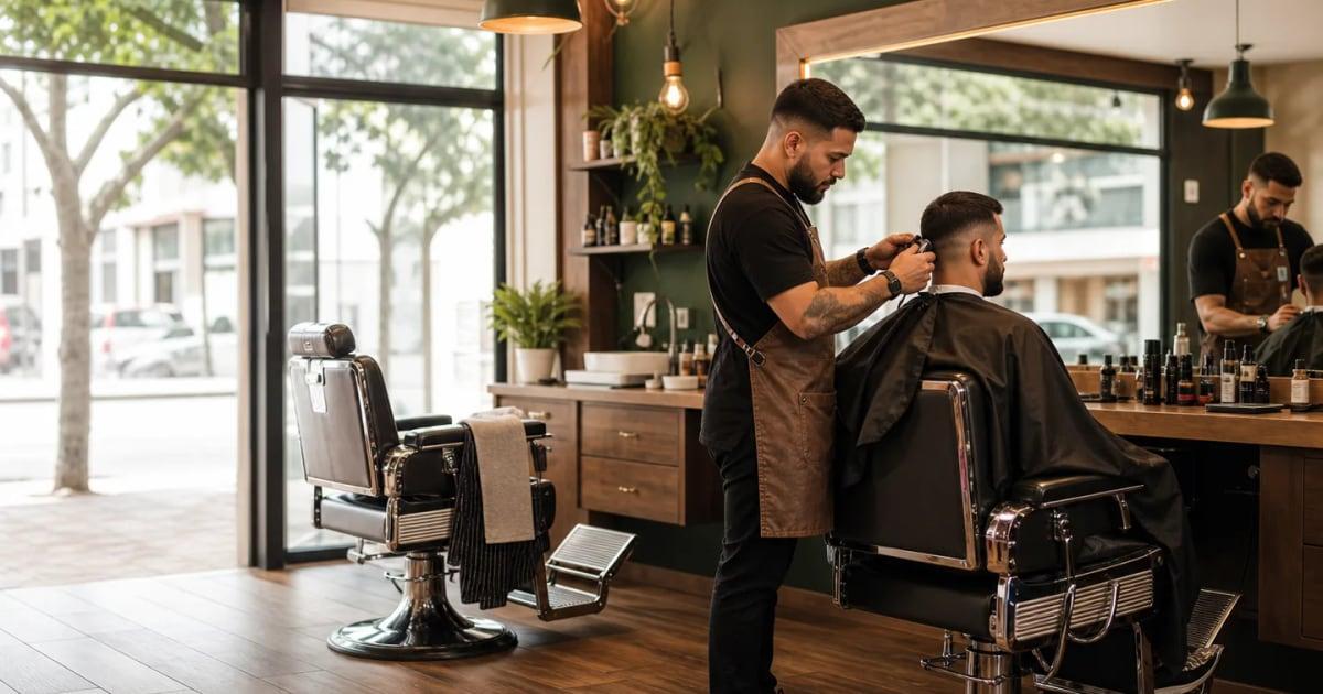 Ambiente de atendimento da Barbearia Leal